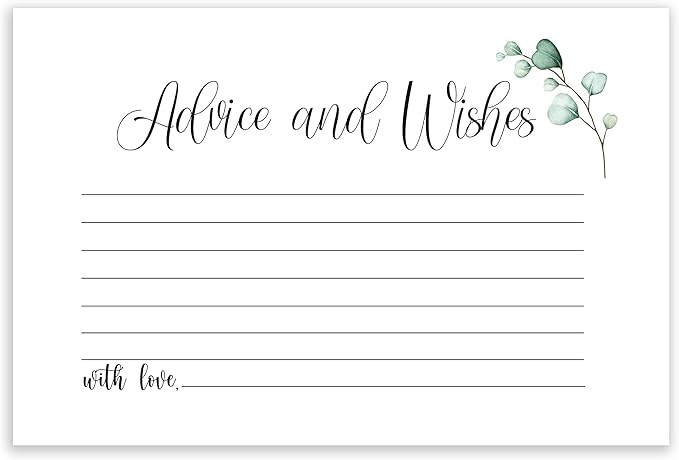 Watercolor Advice and Wishes Cards, 50 Pack, Double Sided, Heavyweight Card by CLEVERSIGNS