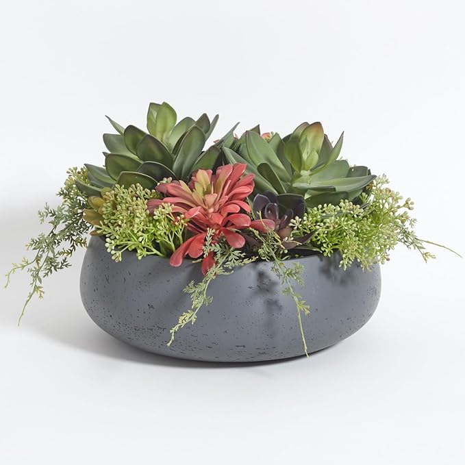 Faux Succulent Arrangement, Premium Artificial Indoor Plant Enhances Interior by CGHunter