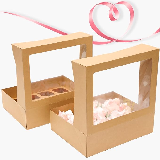 12 Cupcake Containers 12-Packs Brown Cupcake Box Cupcakes Carrier, 12 Cupcake - Image 5