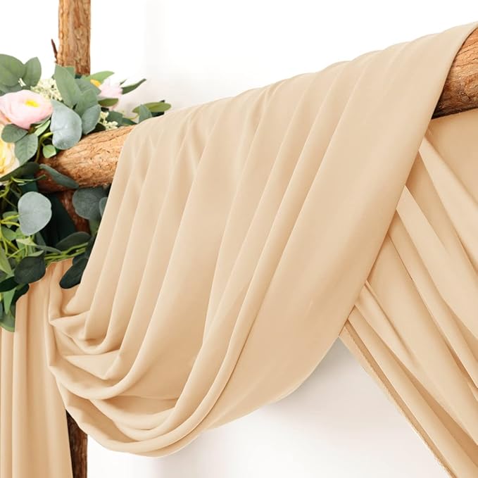 Wedding Arch Draping Fabric 1 Panel 30'' x 18FT Champagne Sheer Chiffon Arch - Image 2