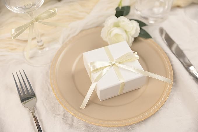 Beige Satin Ribbon 1/4 inch X Continuous 100 Yards, Single Face Polyester - Image 5