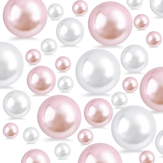 260Pcs White and Pink Glossy Beads by EGKamhFloatingBeadsPearls