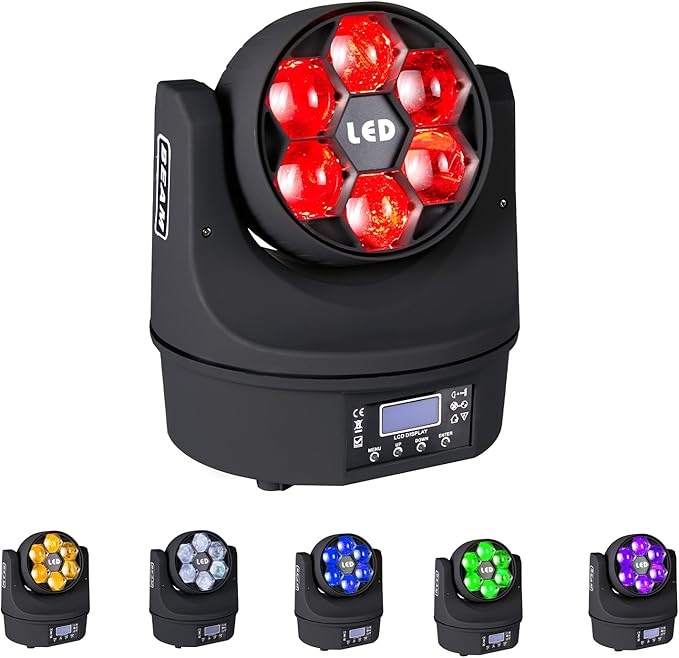6x15W Mini Bee Eye Moving Head DJ Light, 90W LED RGBW Stage Light Rotate Beam by DJXFLI