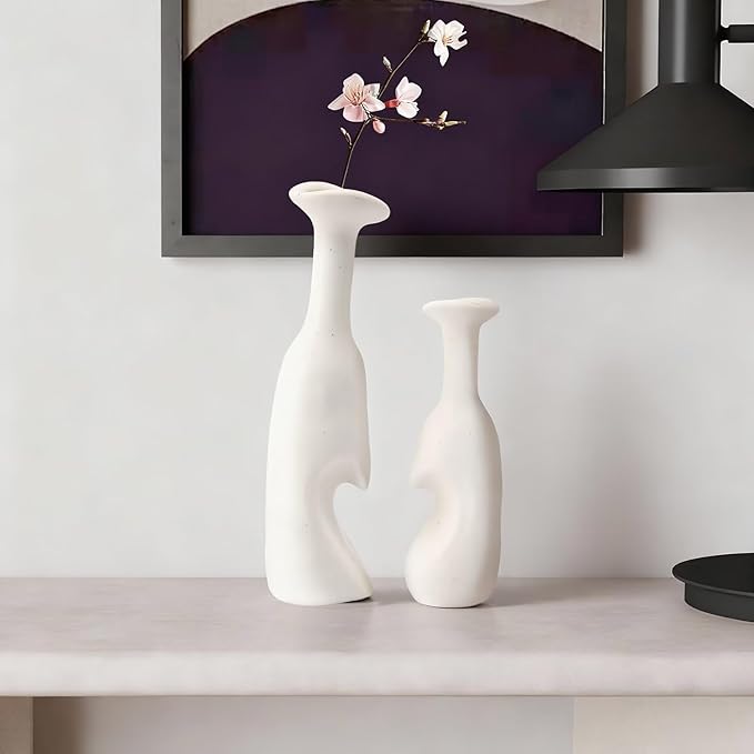 Heart Shaped Small Ceramic Vases Set of 2 Home Decor Boho Vase Modern Matte - Image 8