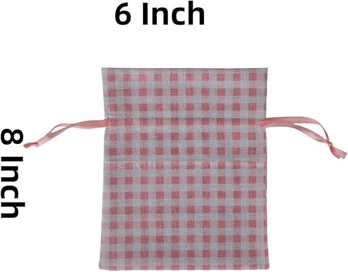 Meseey 5 Pcs Large Buffalo Plaid Burlap Bags - Image 2