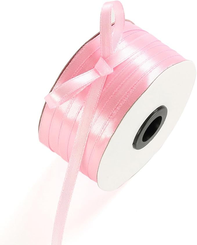 1/4 Inch Pink Satin Ribbon 230 Yards Bulk Fabric Ribbons by Celadora