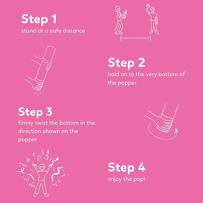 Pink Streamer Cannon Poppers | 2 Pack | Biodegradable Pink Streamers | TUR - Image 7