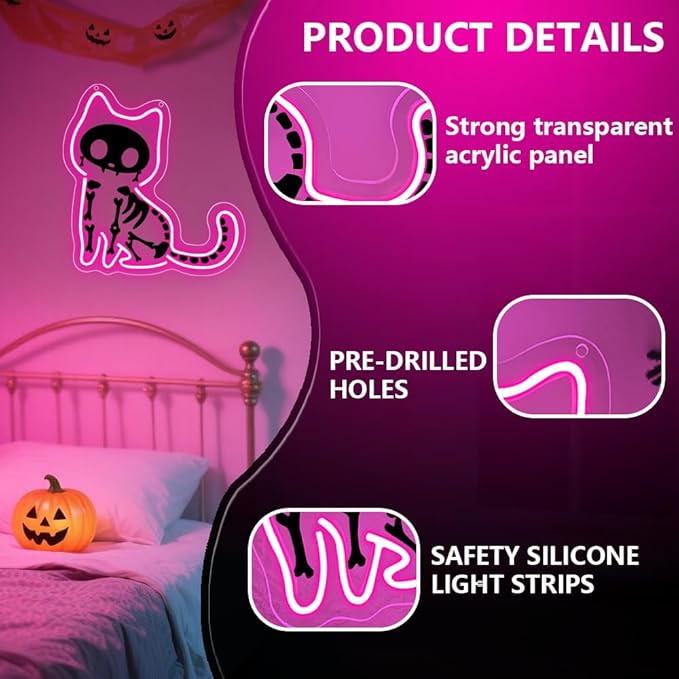 Cat Neon Sign, Halloween Backdrop - Image 5
