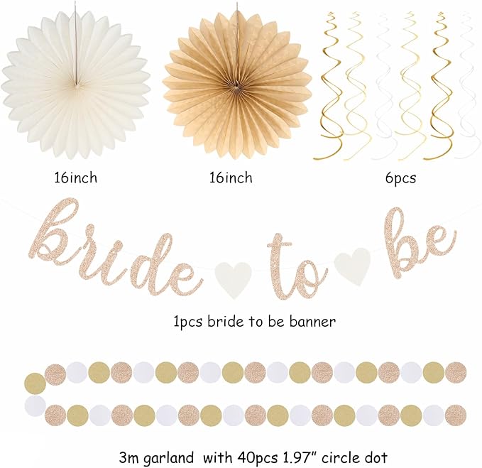 Champagne-Gold Beige Fall Boho Bachelorette Party-Decorations - Image 2