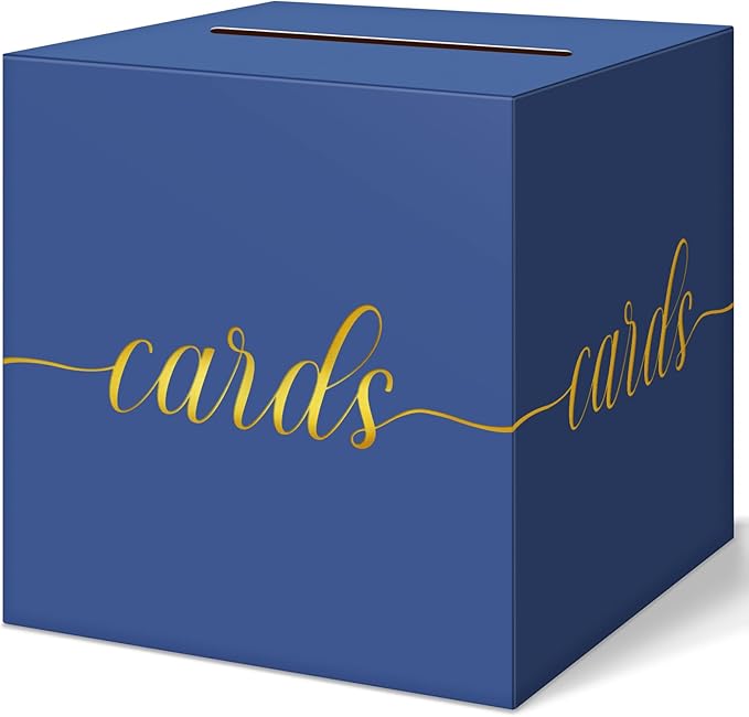QIKSION Navy Blue Graduation Card Box, Wedding Reception, Baby Shower by QIKSION