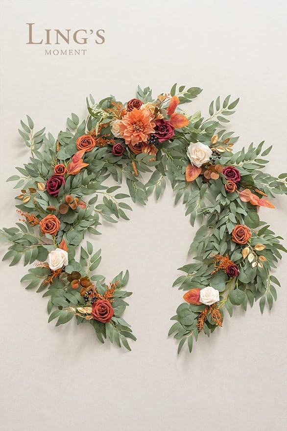 Ling's Moment Terracotta Flower Garland - 6FT Eucalyptus & Rose - Sweetheart - Image 5