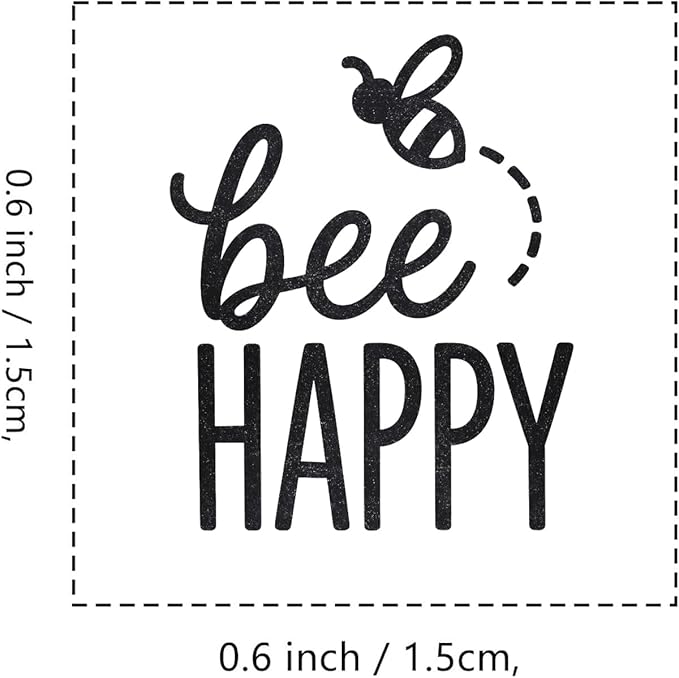 Bee Happy Rubber Stamp, 3/5 Inch Small Mini Stamp - Image 2