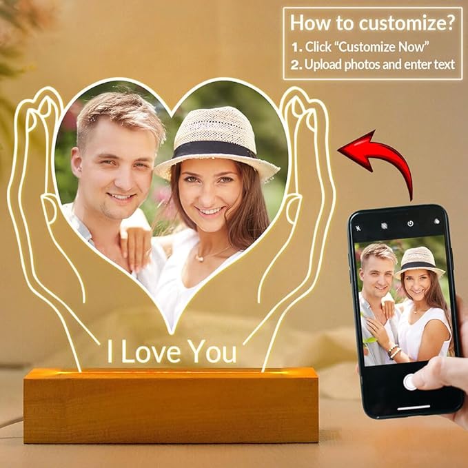 Custom Picture Frames with Photo, Personalized Photo Frames with Night Light - Image 2