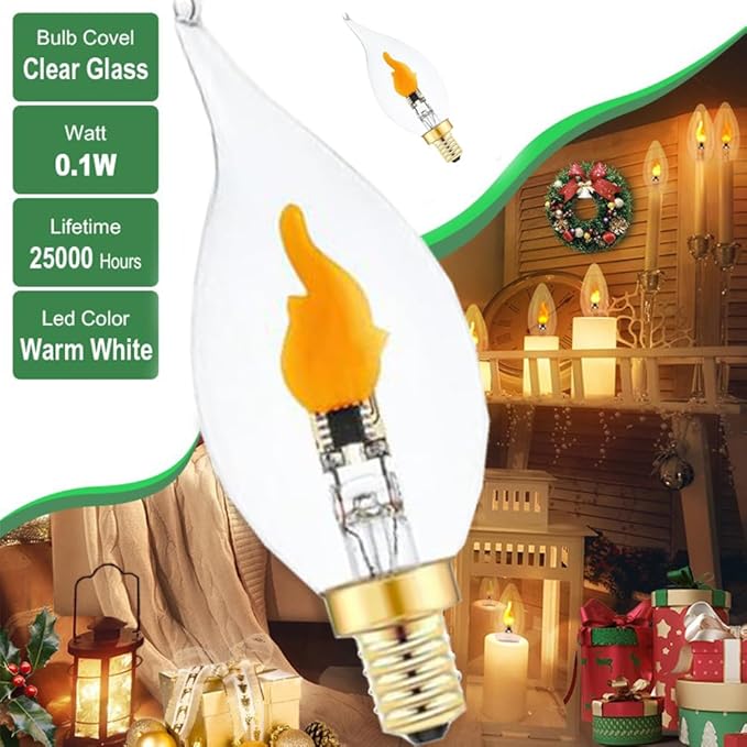 Stereover E12 LED Flickering Flame Decoration Light Bulbs, Stereover Flicker - Image 3