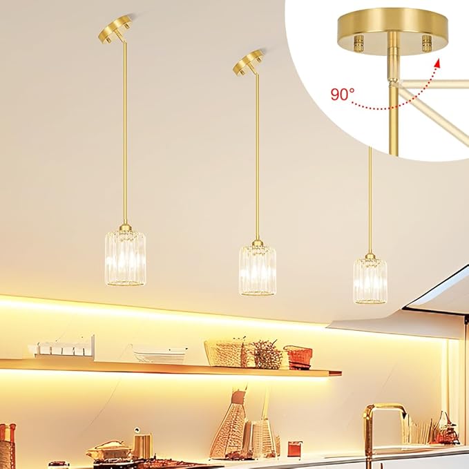 Gold Kitchen Pendant Lights Over Island - Image 4