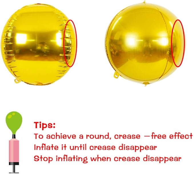 10 pcs Gold 4D balloon, 10 inch Foil Mylar Sphere Balloon - Image 3