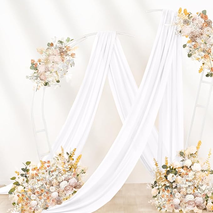 White Wedding Arch Draping Fabric 2 Panels 29" x 20 FT White Drapes - Image 3