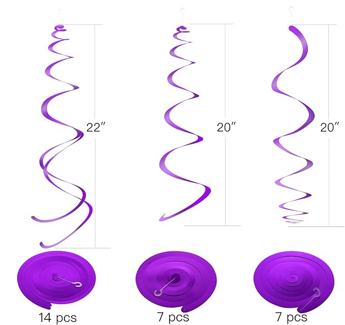 WEVEN Purple Party Hanging Swirl Decorations Plastic Streamer - Image 2