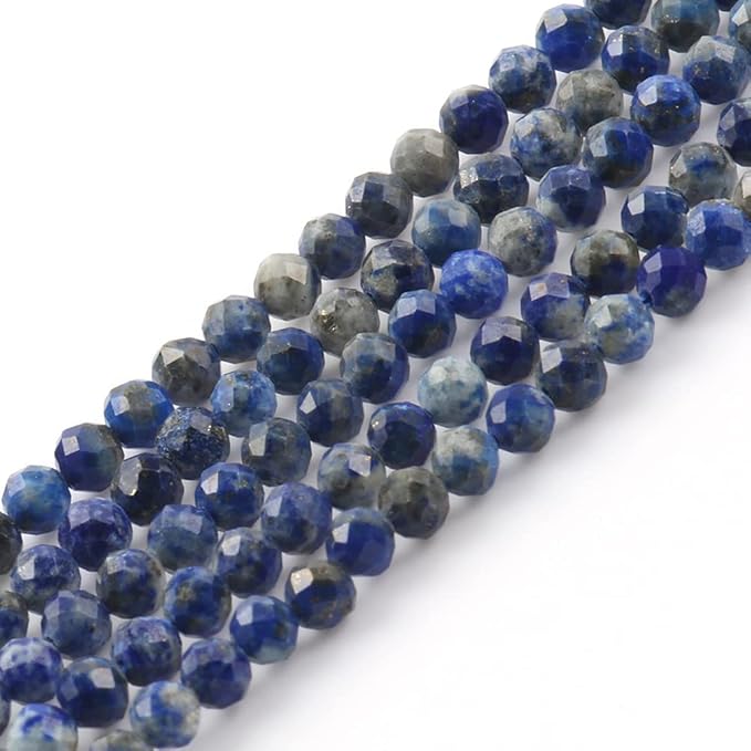 Song Xi 90pcs 4mm Natural Lapis Lazuli Gemstone Beads Faceted Round Loose Stone - Image 5
