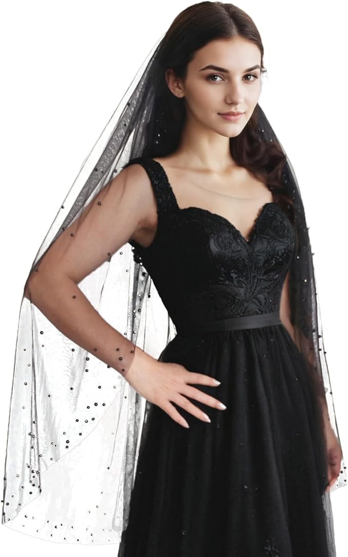 1 Tier Pearl Wedding Bridal Veil by Unknown