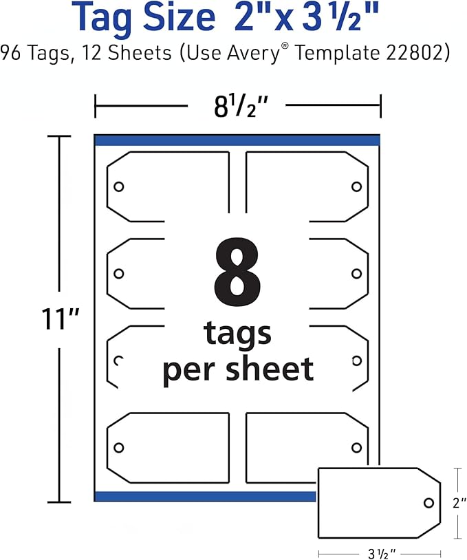 Avery Blank Printable Tags, Sure Feed Technology, 96 Customizable Tags - Image 6