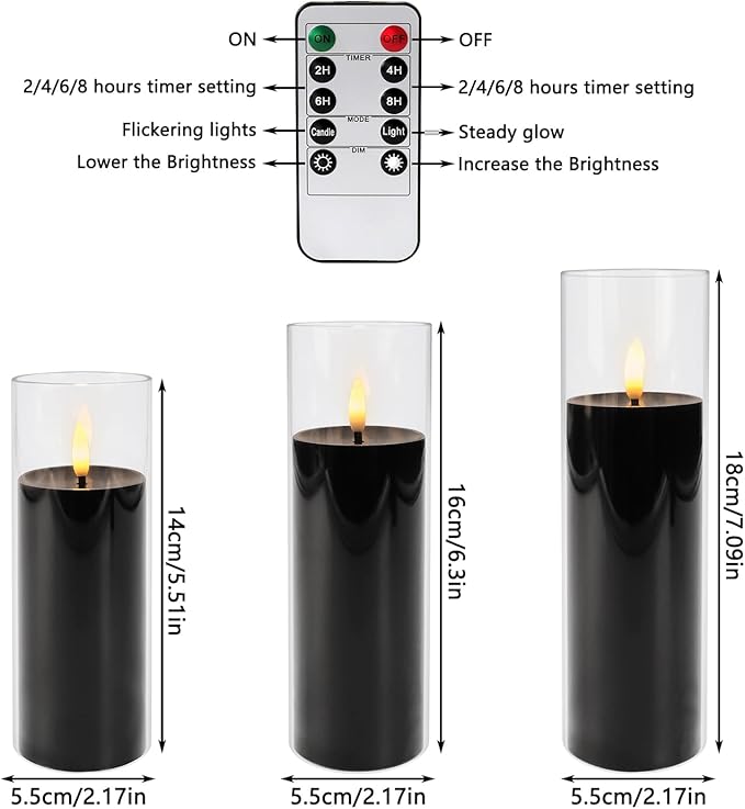 24Pack Black Flickering Flameless LED Candles - Image 3