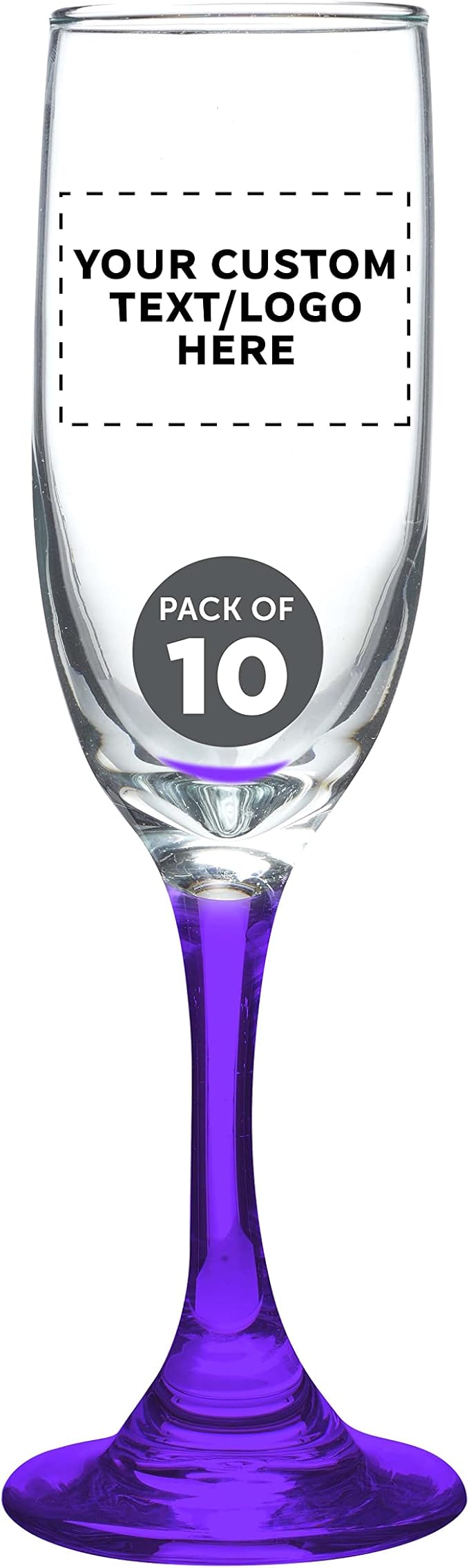 DISCOUNT PROMOS Custom Premiere Champagne Flutes 6.25 oz. Set of 10, by DISCOUNTPROMOS