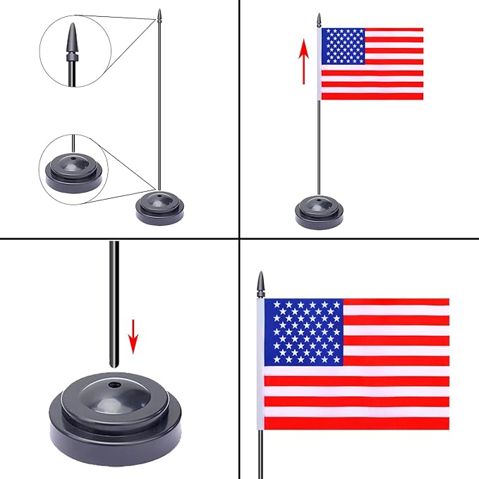 WXTWK 2 Pack American Flag US Desk Flag Set - Image 4