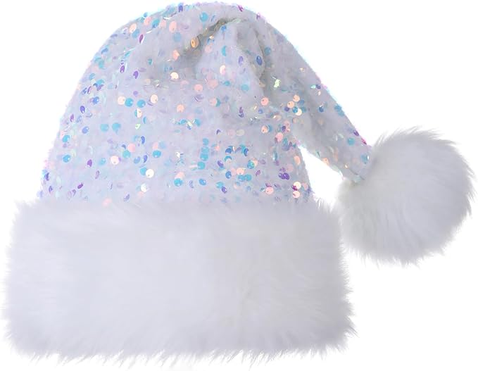 Personalized Sequin Santa Hat for Adults, Xmas Halloween New Year Holiday - Image 3