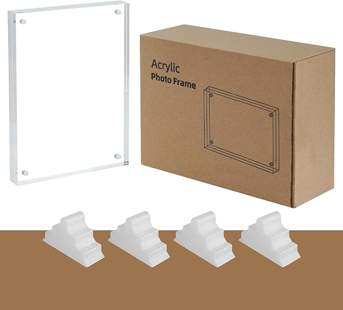 6x8 Acrylic Picture Frames, 20mm Thick Clear Frameless Magnetic Photo Frames - Image 6