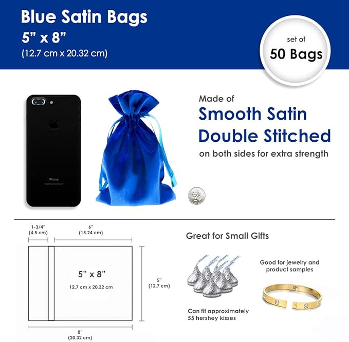 Blue Satin Gift Bags - Image 4