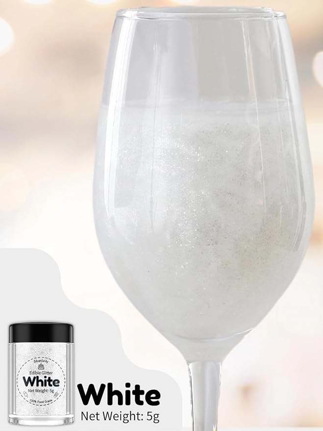 Shanlinly White Edible Glitter for Cakes Drinks - Image 3