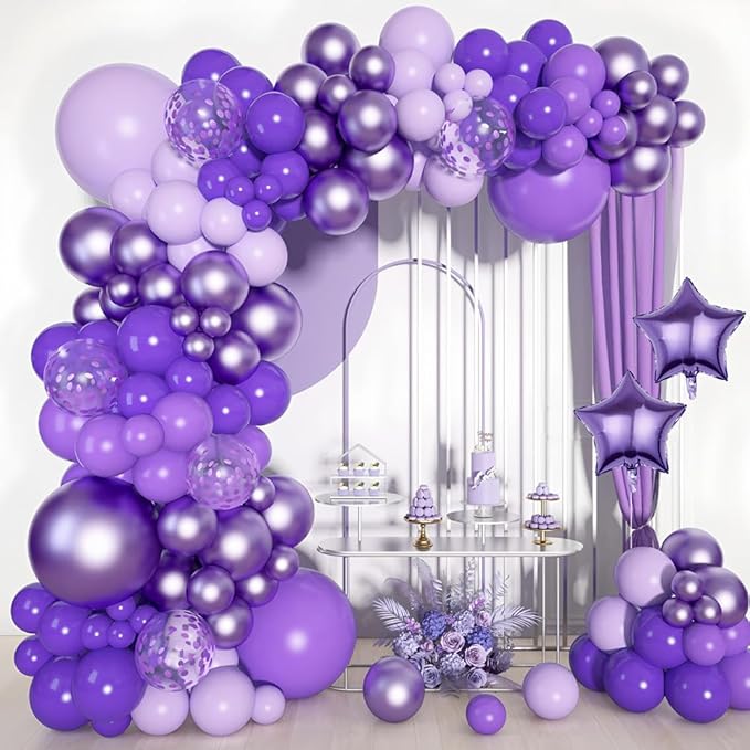 300 Pcs Purple Balloons 5 Inch Metallic Chrome Purple Pastel Macaron Light - Image 5