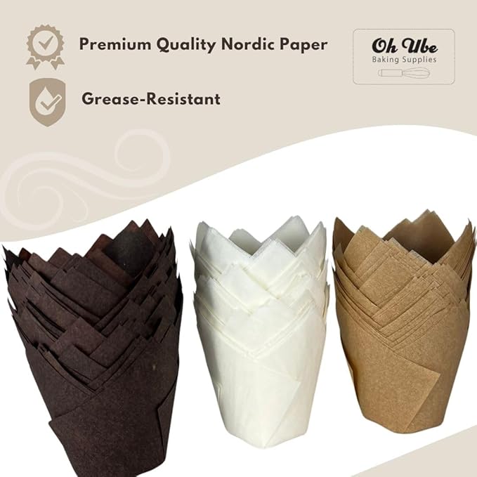 150-Pack Nordic Paper White Tulip Muffin Liners - Image 2