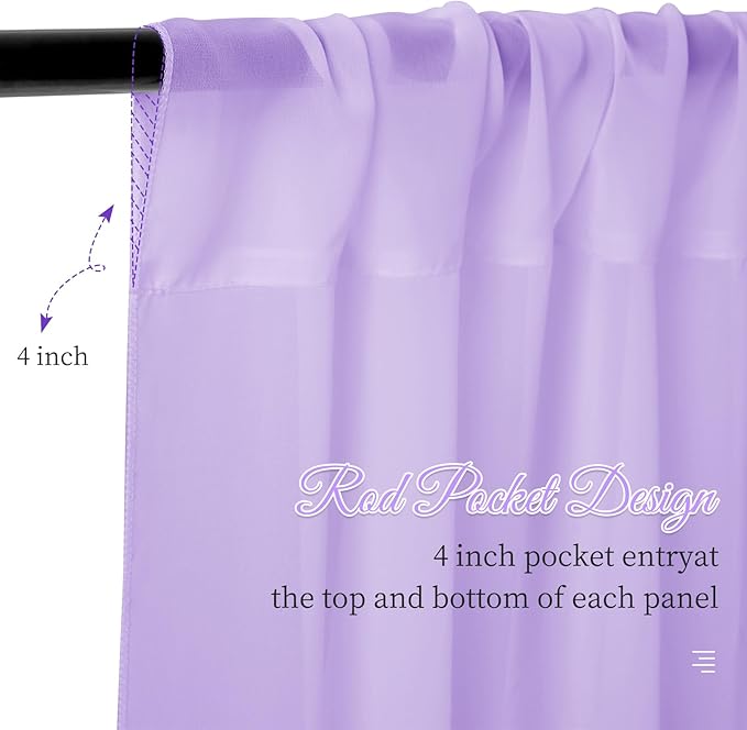 6 Panels Lilac Wedding Ceiling Drapes 5ftx10ft Ceiling Drapes Chiffon Fabric - Image 5