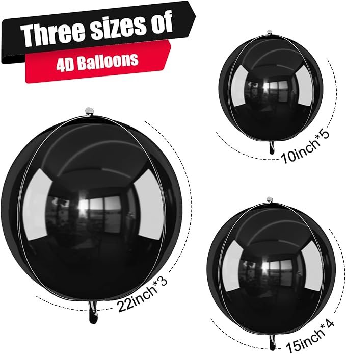 12Pcs Black Round Foil Balloons - Image 2