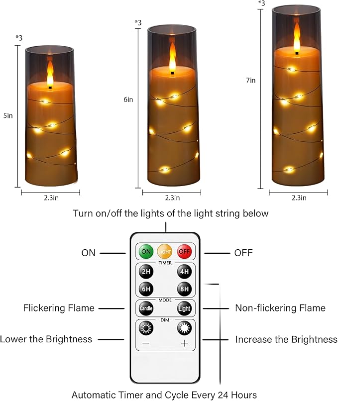 Flameless LED Candles with Timer 9 Pc Flickering Flameless Candles - Image 5