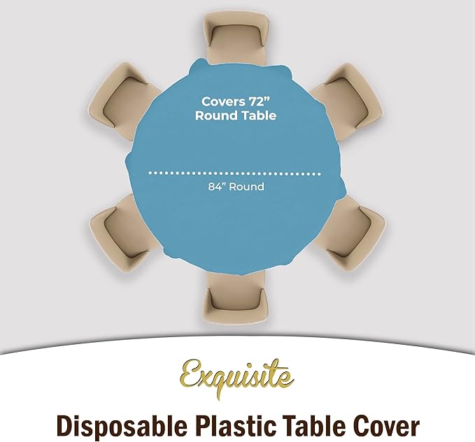 Exquisite 12-Pack Premium Plastic Tablecloth 84in. Round Table Cover - Image 4