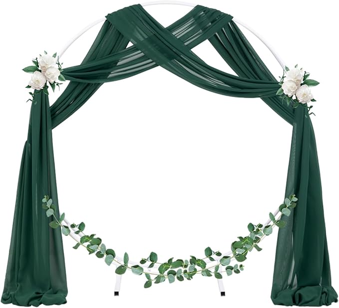 Socomi Wedding Arch Draping Fabric 3 Panels 29" x 19Ft Emerald Green Sheer - Image 2