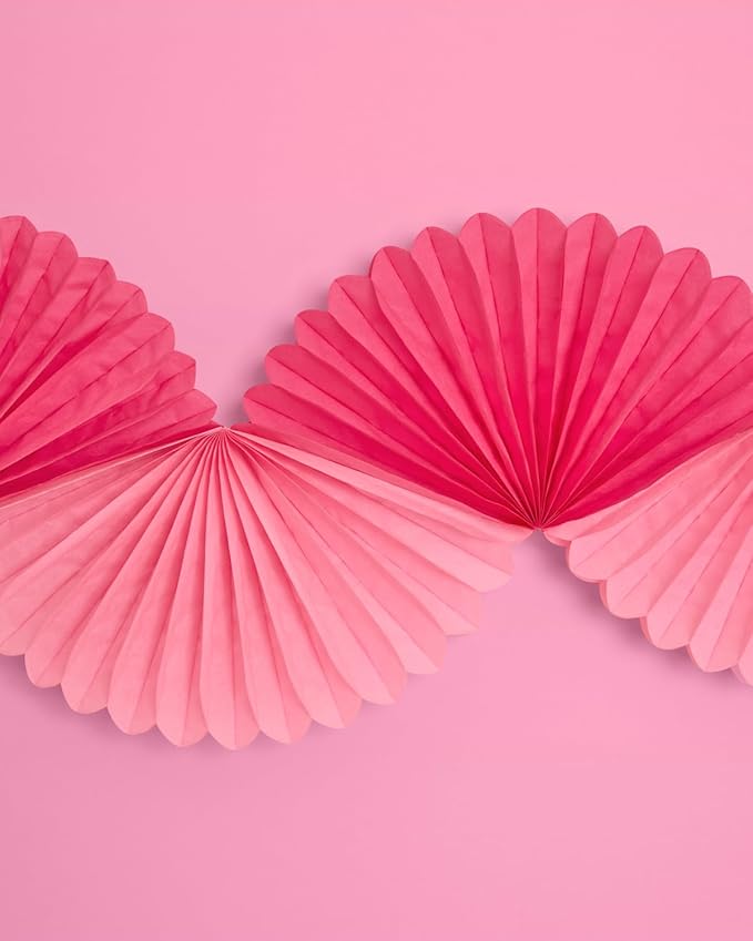 xo, Fetti Pink Paper Fan Garland - 6 Ft. | 3D Bachelorette Party Decorations - Image 4