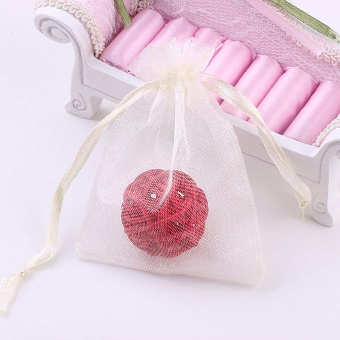 Wudygirl 100pcs Drawstring Organza Bags 5 x 7 Inch Ivory Packaging Seashell Pin - Image 2