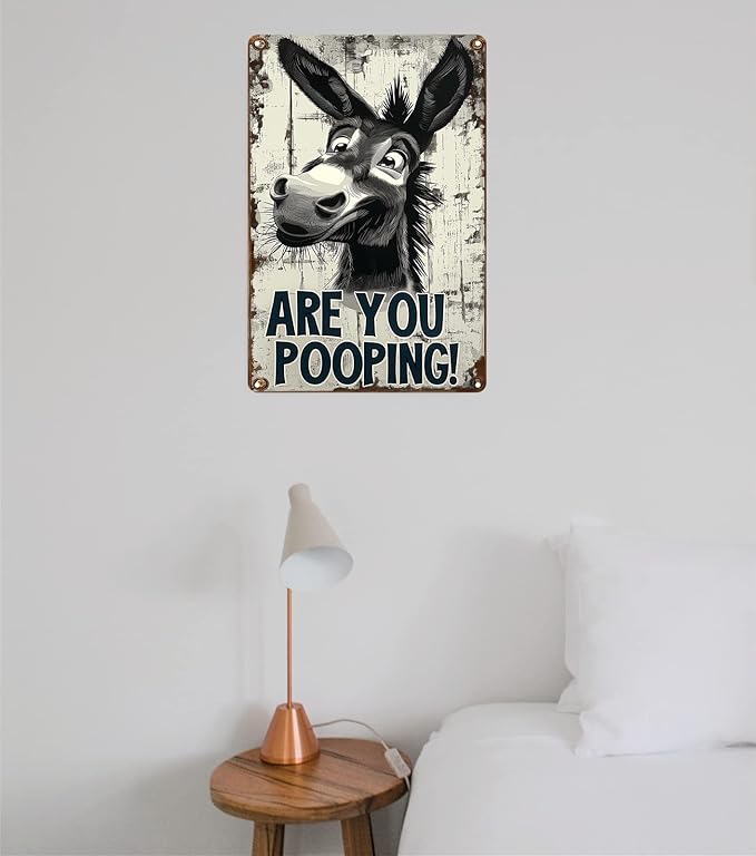 Funny Donkey "Are You Pooping?" Tin Sign - Image 4