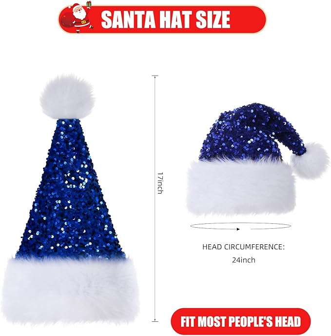 Personalized Sequin Santa Hat for Adults, Xmas Halloween New Year Holiday - Image 3