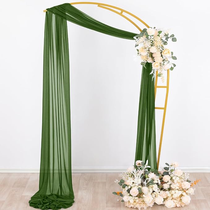 Socomi Olive Green Wedding Arch Draping Fabric 29" x 20Ft 2 Panels Sheer - Image 5