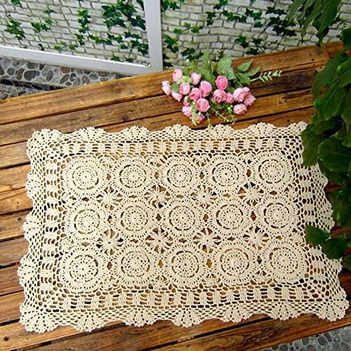 Cotton Handmade Crochet lace Table Runners Rectangular Tablecloth Doilies Doily - Image 2