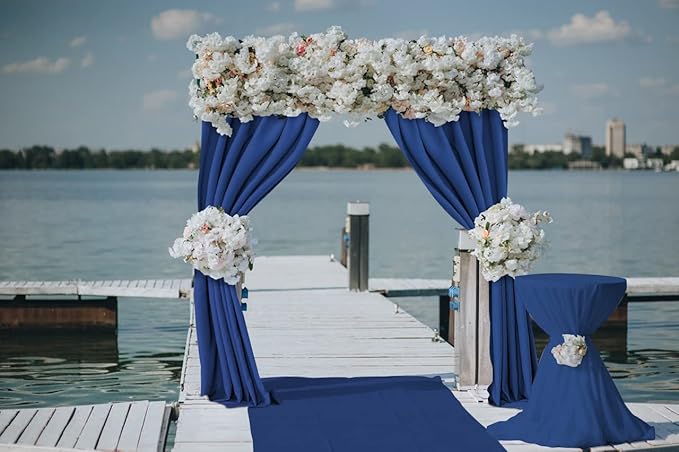 Joydeco Blue Backdrop Curtains for Wedding, Polyester Backdrop Drapes for Photo - Image 2