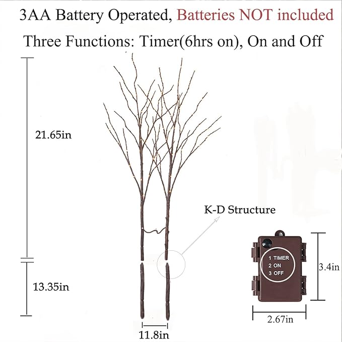 Birchlitland Lighted Brown Branches 32IN 100 LED - Image 4