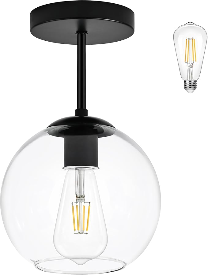 Black Semi Flush Mount Ceiling Light Fixture by Bagood