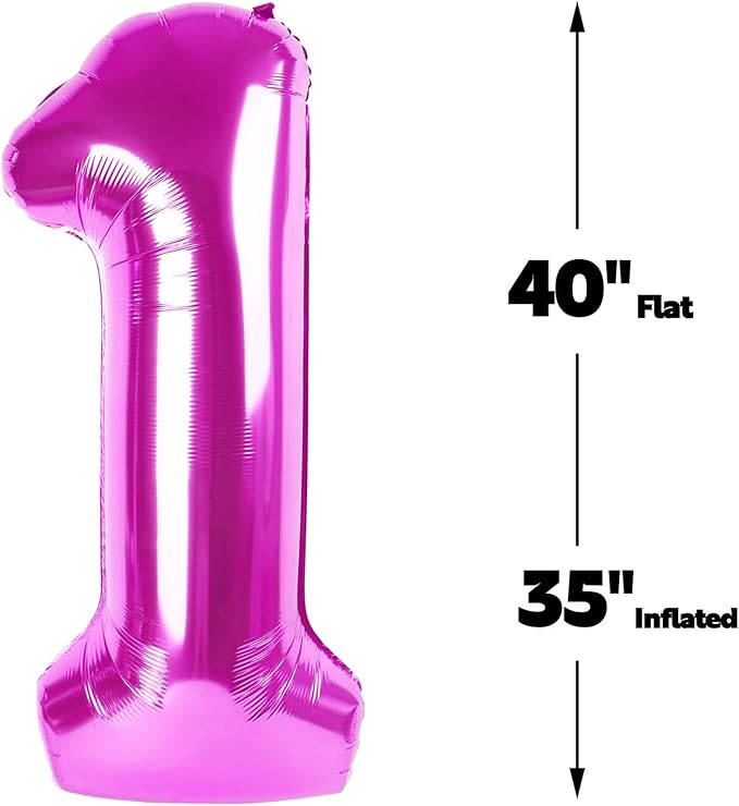 Rosy Purple Number 1 Balloon 40 inch, Number 1 Birthday Balloons - Image 3