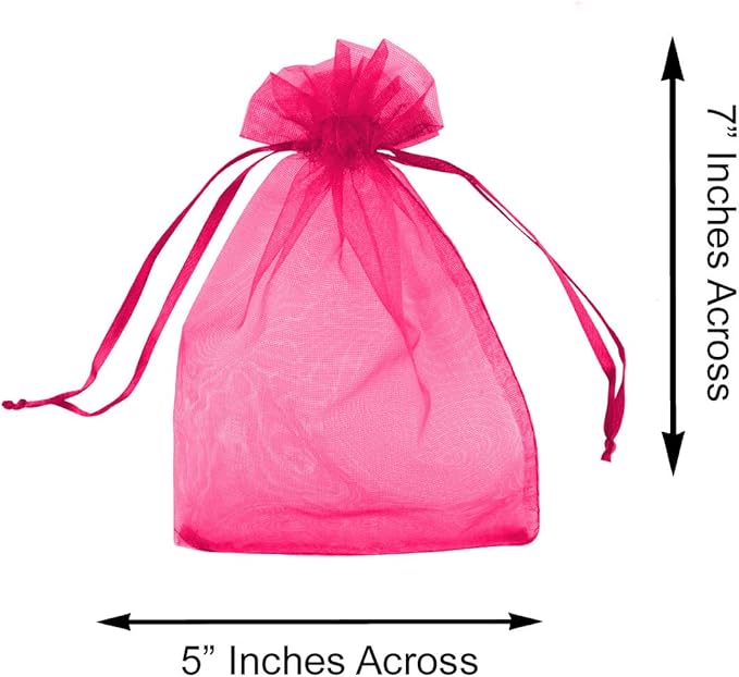 Super Z Outlet 100 Pack 5x7 Inch Mini Sheer Drawstring Organza Transparent Bags - Image 5